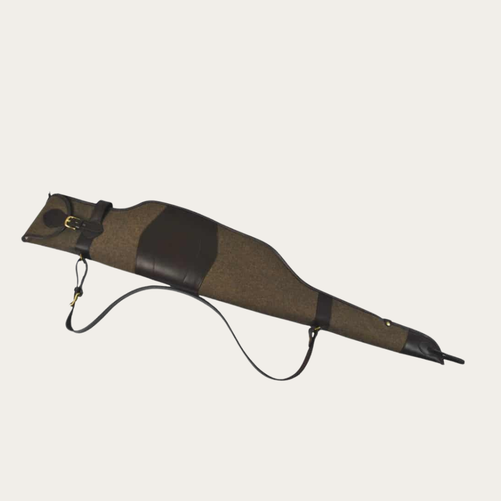 Housse de Carabine rabat - toile/cuir (100 cm, Supportlo Camel, Taupe Chiné, Pas d'initiales)