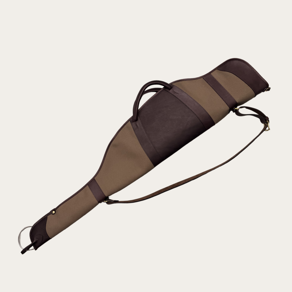 Housse de Carabine simple - toile/cuir (100 cm, Supportlo Camel, Taupe Chiné, Pas d'initiales)