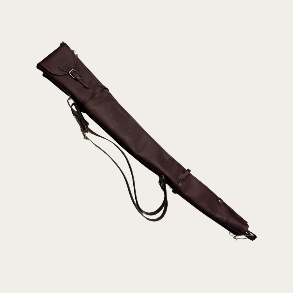 Dubbele geweerfoedraal met klep - leder