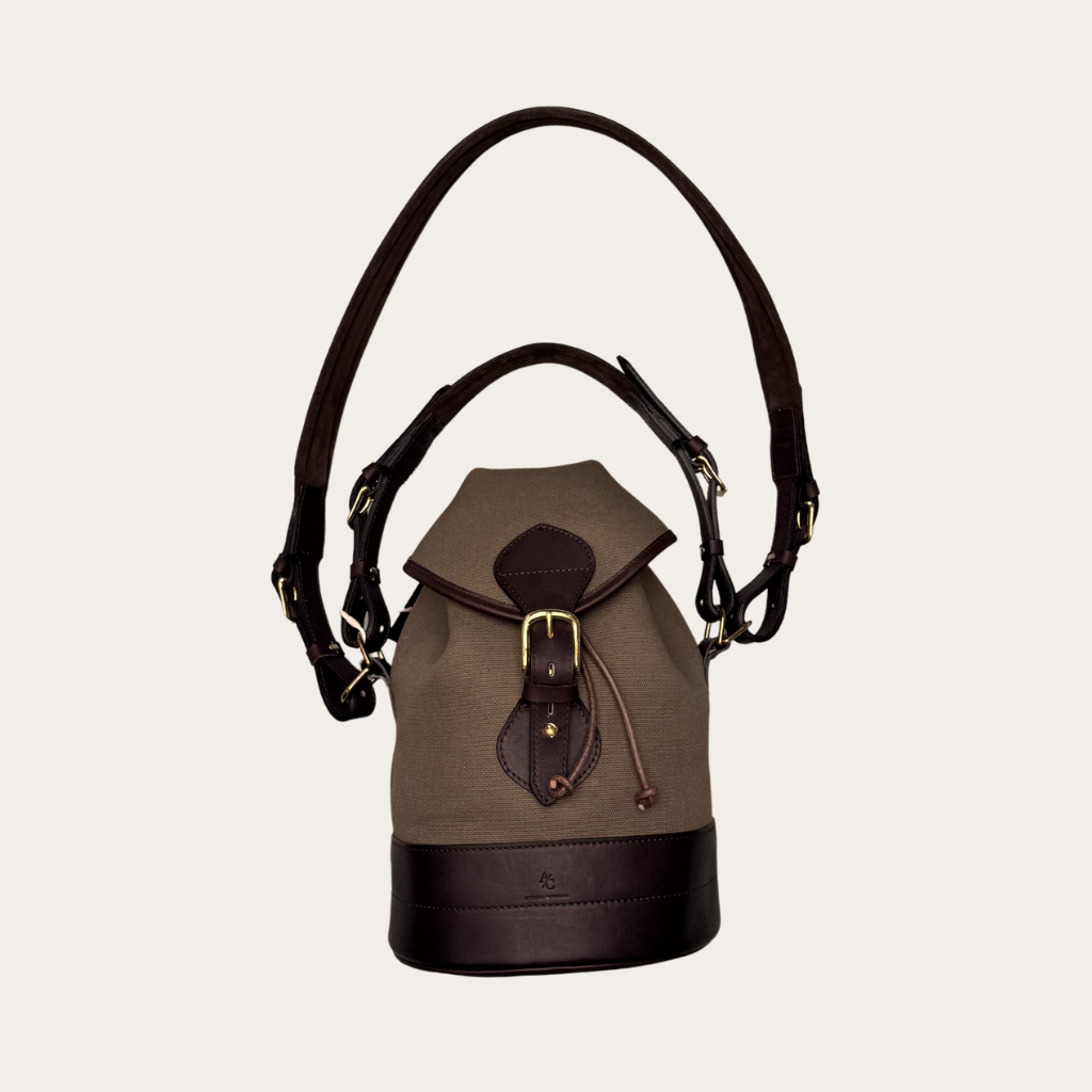 Spaanse patroontas - canvas/leder (Supportlo Camel, Gemeleerd taupe, Geen initialen)