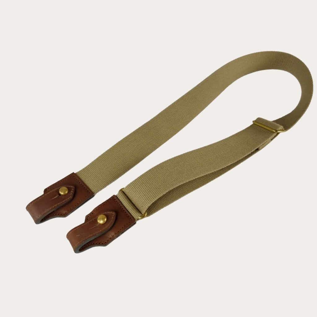 Bretelle Sangle - toile/cuir (Supportlo Camel, Brun, Camel 03292, Pas d'initiales)